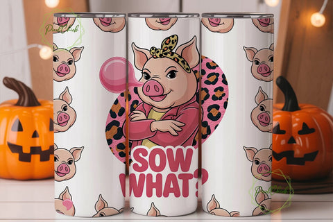 Sassy Pig 20oz Tumbler Wrap Sublimation PixelChick 