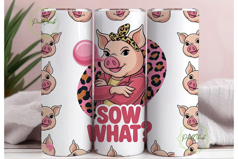 Sassy Pig 20oz Tumbler Wrap Sublimation PixelChick 