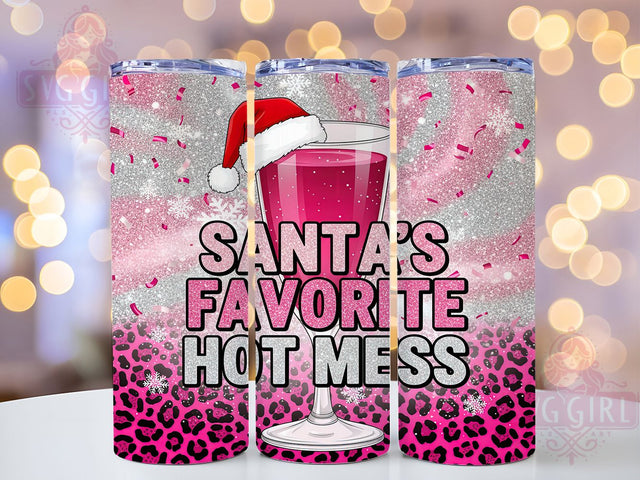 Sassy Pink Christmas Santa Tumbler, Pink Christmas Wrap, Trendy Holiday Drink Sublimation, Funny Festive Cup, 20Oz Skinny Tumbler Wrap, Sassy Christmas Mug, Girly Holiday Design Sublimation SvggirlplusArt 