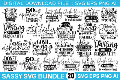 Sassy Quotes Svg Bundle /20 designs / funny designs SVG designmaster24 
