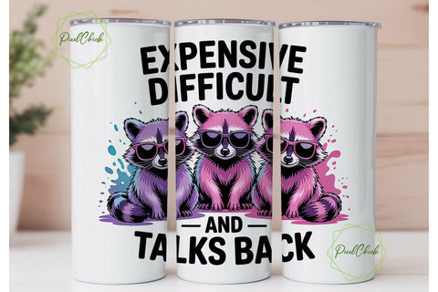 Sassy Raccoon 20oz Tumbler Wrap Sublimation PixelChick 