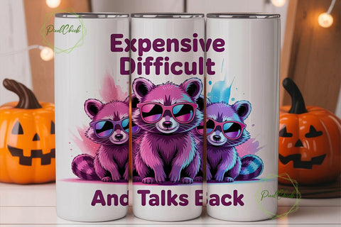 Sassy Raccoon 20oz Tumbler Wrap Sublimation PixelChick 