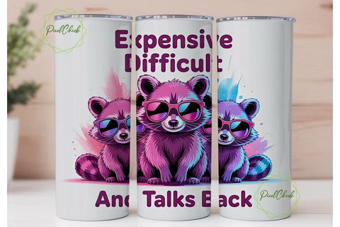 Sassy Raccoon 20oz Tumbler Wrap Sublimation PixelChick 