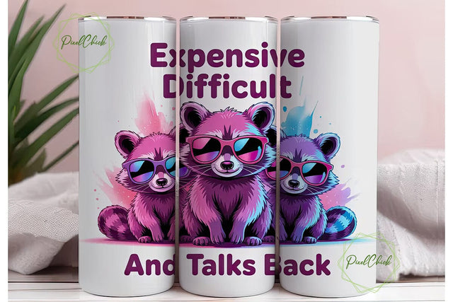 Sassy Raccoon 20oz Tumbler Wrap Sublimation PixelChick 