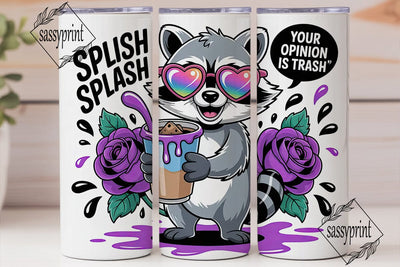Sassy Raccoon Iced Coffee 20oz Tumbler Sublimation sassyprint 