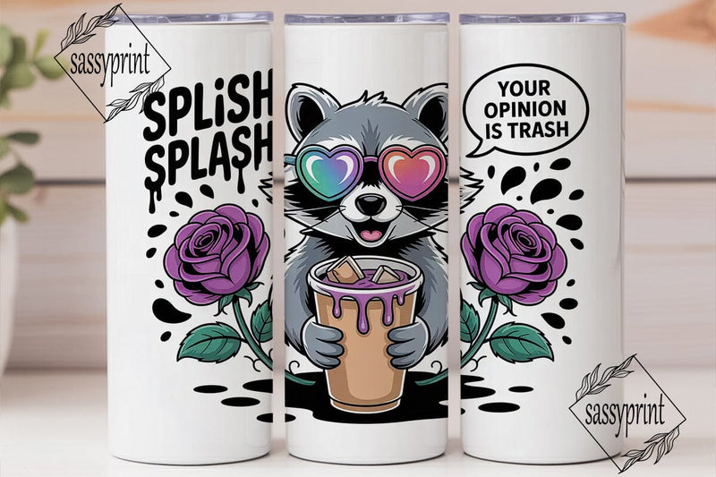 Sassy Raccoon Iced Coffee 20oz Tumbler Sublimation sassyprint 