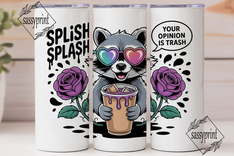Sassy Raccoon Iced Coffee 20oz Tumbler Sublimation sassyprint 