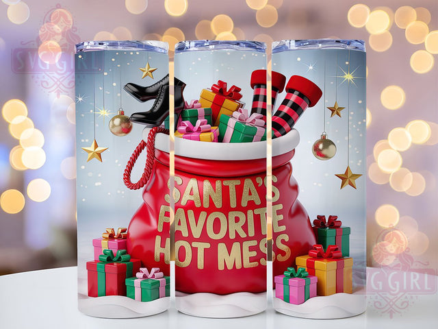 Sassy Santa’s Favorite Christmas Tumbler, Funny Christmas Wrap, Hot Mess Holiday Sublimation, Sassy Santa Cup, 20Oz Skinny Tumbler Wrap, Festive Humor Mug, Bold Holiday Design Sublimation SvggirlplusArt 