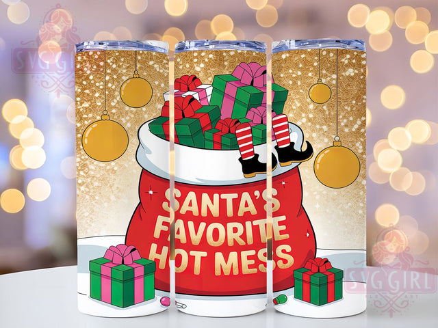 Sassy Santa’s Favorite Christmas Tumbler, Funny Christmas Wrap, Hot Mess Holiday Sublimation, Sassy Santa Cup, 20Oz Skinny Tumbler Wrap, Festive Humor Mug, Bold Holiday Design Sublimation SvggirlplusArt 