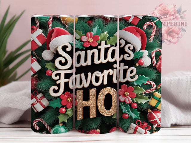 Sassy Santa’s Favorite Ho Tumbler, Funny Christmas Wrap, Sarcastic Holiday Sublimation, Sassy Santa Cup, 20Oz Skinny Tumbler Wrap, Humorous Christmas Mug, Playful Holiday Design Sublimation Li Zamperini 