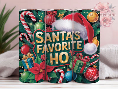 Sassy Santa’s Favorite Ho Tumbler, Funny Christmas Wrap, Sarcastic Holiday Sublimation, Sassy Santa Cup, 20Oz Skinny Tumbler Wrap, Humorous Christmas Mug, Playful Holiday Design Sublimation Li Zamperini 