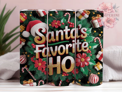 Sassy Santa’s Favorite Ho Tumbler, Funny Christmas Wrap, Sarcastic Holiday Sublimation, Sassy Santa Cup, 20Oz Skinny Tumbler Wrap, Humorous Christmas Mug, Playful Holiday Design Sublimation Li Zamperini 