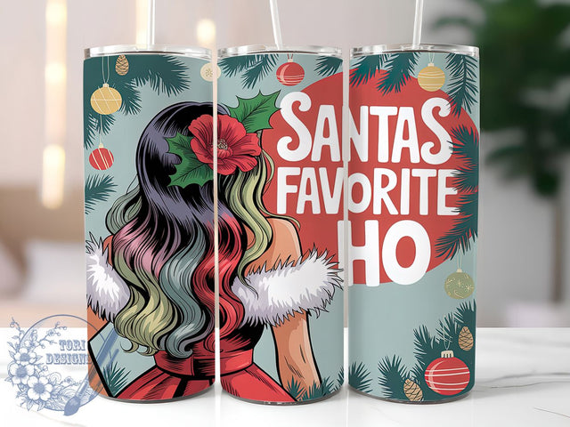 Sassy Santa’s Favorite Ho Tumbler, Sassy Christmas Woman Wrap, Funny Holiday Sublimation, Naughty Santa Cup, 20Oz Skinny Tumbler Wrap, Bold Christmas Mug, Playful Holiday Design Sublimation ToriDesigns 