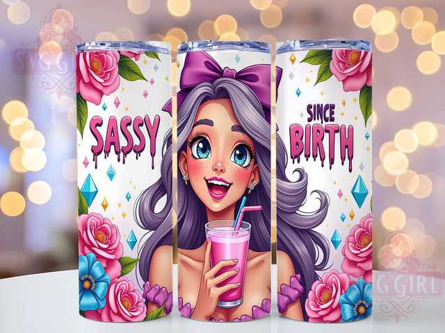 Sassy Since Birth, Coquette Tumbler, 20oz Tumbler Wrap, Sublimation PNG, Girly Tumbler Design, Fun Quotes, Digital Download Sublimation SvggirlplusArt 