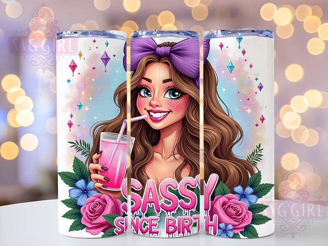 Sassy Since Birth, Coquette Tumbler, 20oz Tumbler Wrap, Sublimation PNG, Girly Tumbler Design, Fun Quotes, Digital Download Sublimation SvggirlplusArt 