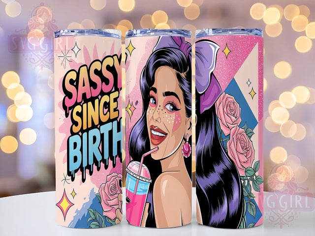 Sassy Since Birth, Coquette Tumbler, 20oz Tumbler Wrap, Sublimation PNG, Girly Tumbler Design, Fun Quotes, Digital Download Sublimation SvggirlplusArt 