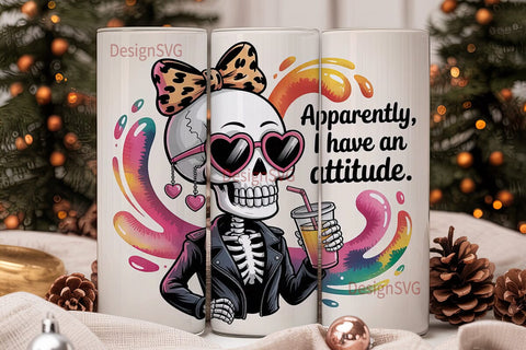 Sassy Skeleton 20oz Tumbler Wrap Sublimation DesignSVG 