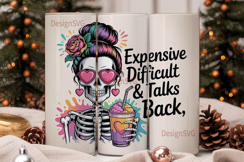 Sassy Skeleton 20oz Tumbler Wrap Sublimation DesignSVG 