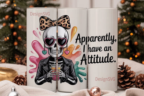 Sassy Skeleton 20oz Tumbler Wrap Sublimation DesignSVG 