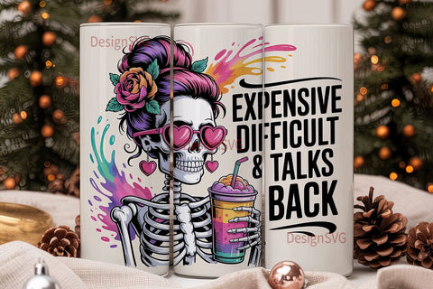 Sassy Skeleton 20oz Tumbler Wrap Sublimation DesignSVG 