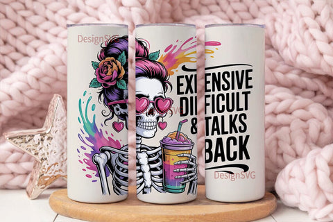 Sassy Skeleton 20oz Tumbler Wrap Sublimation DesignSVG 