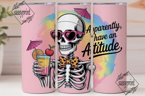 Sassy Skeleton Cocktail 20oz Tumbler Sublimation sassyprint 