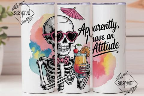 Sassy Skeleton Cocktail 20oz Tumbler Sublimation sassyprint 