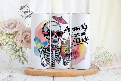 Sassy Skeleton Cocktail 20oz Tumbler Sublimation sassyprint 