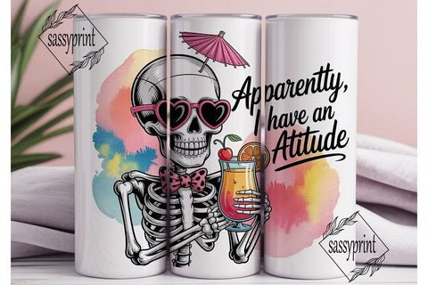 Sassy Skeleton Cocktail 20oz Tumbler Sublimation sassyprint 