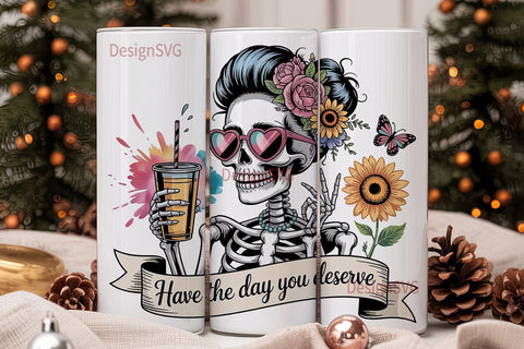 Sassy Skeleton Tumbler Wrap PNG Sublimation DesignSVG 