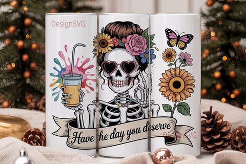 Sassy Skeleton Tumbler Wrap PNG Sublimation DesignSVG 