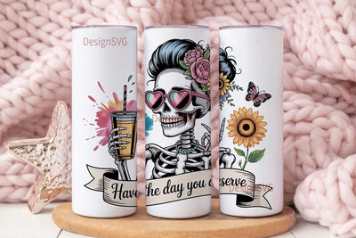 Sassy Skeleton Tumbler Wrap PNG Sublimation DesignSVG 