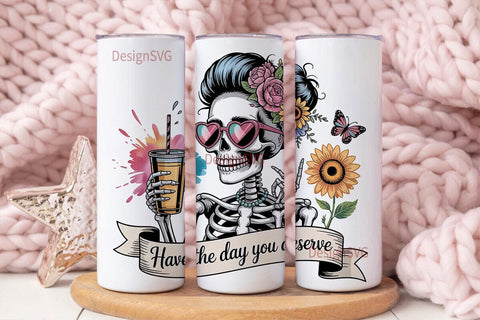 Sassy Skeleton Tumbler Wrap PNG Sublimation DesignSVG 