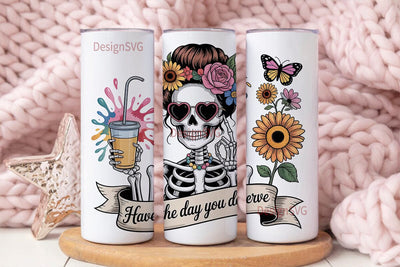 Sassy Skeleton Tumbler Wrap PNG Sublimation DesignSVG 