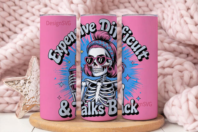 Sassy Skull Tumbler Wrap 20oz Sublimation DesignSVG 