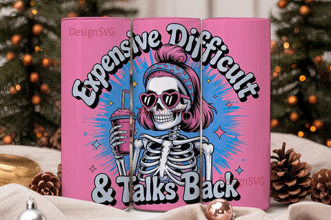 Sassy Skull Tumbler Wrap 20oz Sublimation DesignSVG 