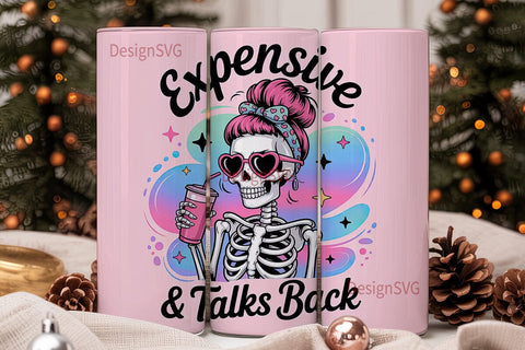 Sassy Skull Tumbler Wrap 20oz Sublimation DesignSVG 