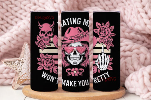 Sassy Skull Tumbler Wrap PNG Sublimation DesignSVG 