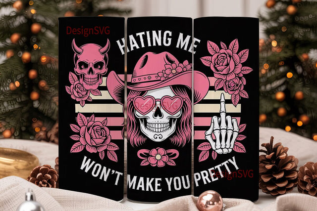 Sassy Skull Tumbler Wrap PNG Sublimation DesignSVG 