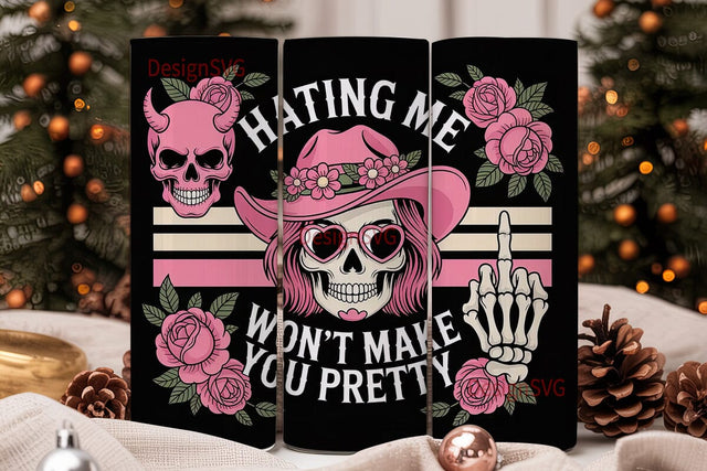 Sassy Skull Tumbler Wrap PNG Sublimation DesignSVG 