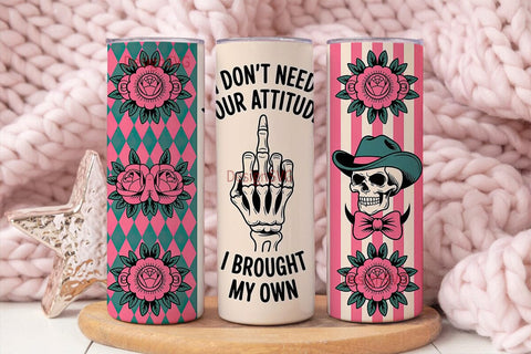 Sassy Skull Tumbler Wrap PNG Sublimation DesignSVG 