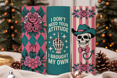 Sassy Skull Tumbler Wrap PNG Sublimation DesignSVG 