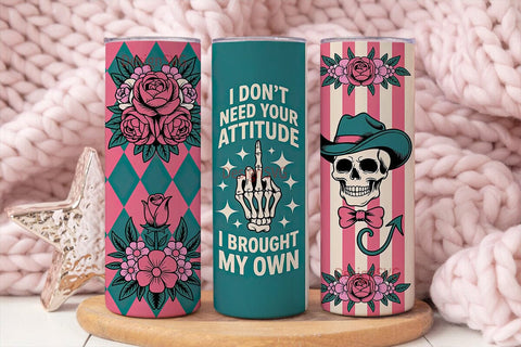 Sassy Skull Tumbler Wrap PNG Sublimation DesignSVG 
