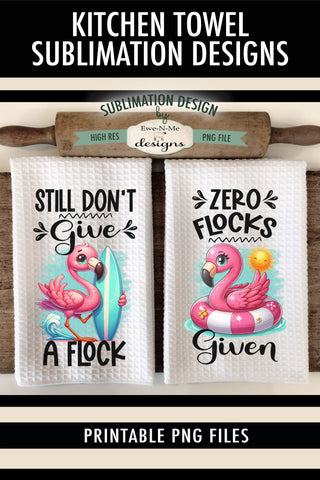 Sassy Summer Flamingos - Sublimation Kitchen Towel Designs Sublimation Ewe-N-Me Designs 