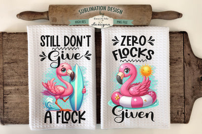 Sassy Summer Flamingos - Sublimation Kitchen Towel Designs Sublimation Ewe-N-Me Designs 