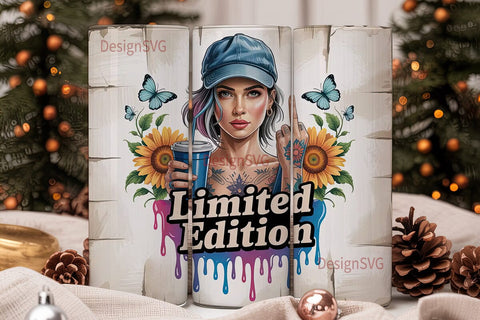 Sassy Sunflower Girl 20oz Tumbler Sublimation DesignSVG 