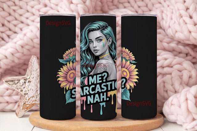 Sassy Sunflower Girl 20oz Tumbler Wrap Sublimation DesignSVG 