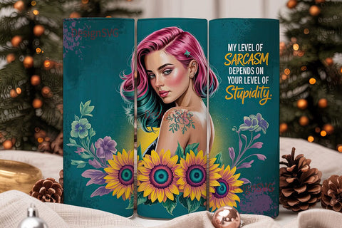 Sassy Sunflower Girl 20oz Tumbler Wrap Sublimation DesignSVG 