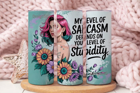 Sassy Sunflower Girl 20oz Tumbler Wrap Sublimation DesignSVG 