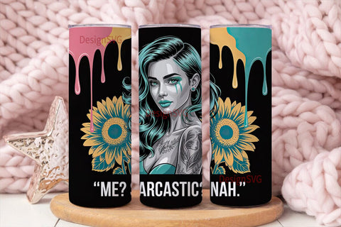 Sassy Sunflower Girl 20oz Tumbler Wrap Sublimation DesignSVG 